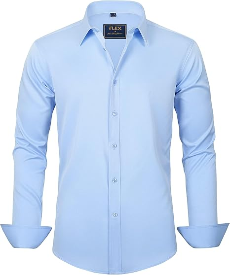 J.Ver Men’s Long‑Sleeve Button‑Down Wrinkle‑Free Shirt