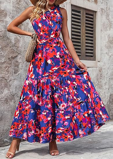 Pretty Garden One‑Shoulder Knot Maxi Dress