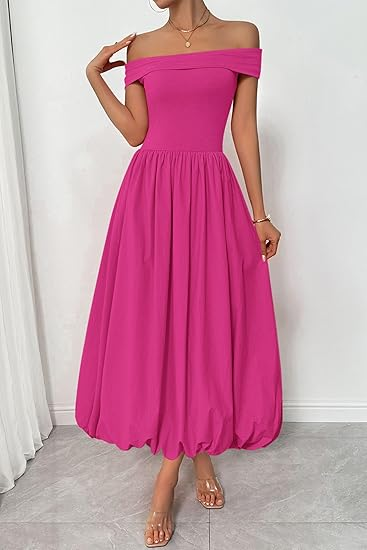 Pretty Garden Off‑Shoulder Ruching Midi Dress
