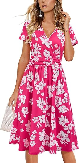 Fensace V‑Neck A‑Line Midi Dress