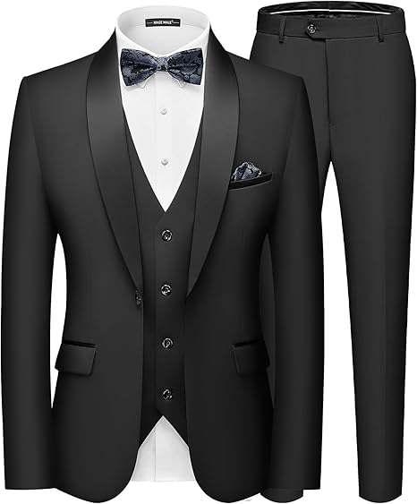 MAGE MALE Men's Slim Fit 3-Piece Suit