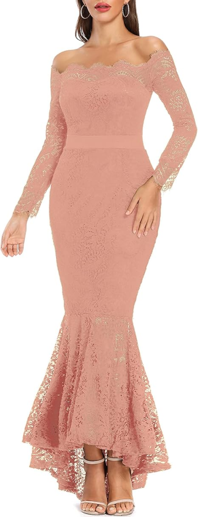 LALAGEN Women's Off Shoulder Mermaid Lace Dress