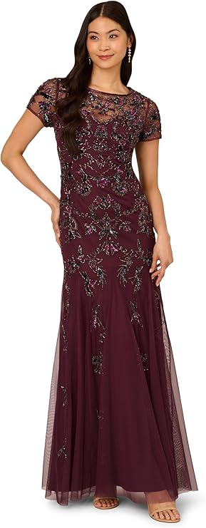 Adrianna Papell Women's Beaded Godet Gown