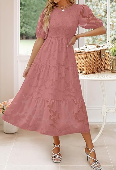 Zesica Floral Tiered Split Front Western Maxi Dress