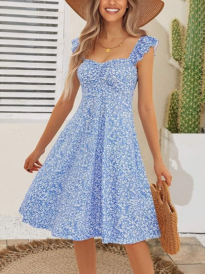 Fensace Floral Wrap V‑Neck Midi Dress