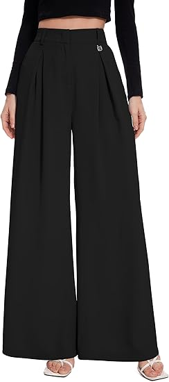 Funyyzo High‑Waist Wide‑Leg Trousers (Black)