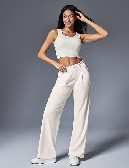 Ewedoos Stretchy Wide‑Leg Work Pants (Black)