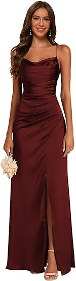 Mermaid Satin Dress with Cowl Neckline