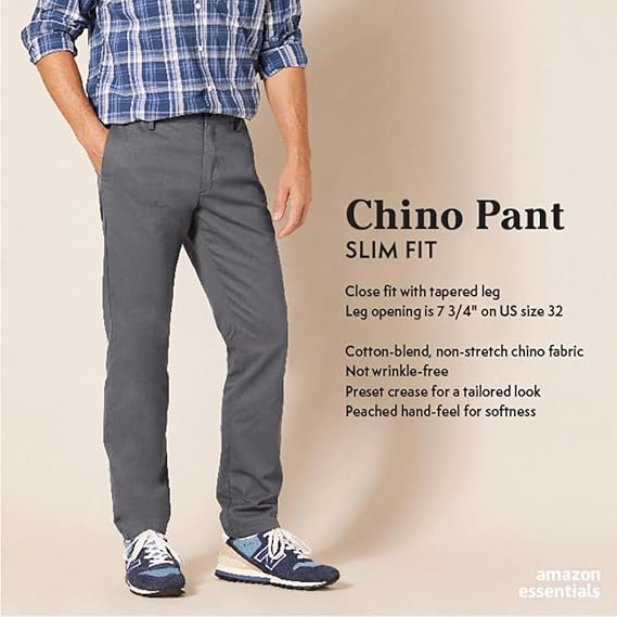 Amazon Essentials Classic‑Fit Wrinkle‑Resistant Chino Pant