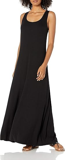 Daily Ritual Jersey Sleeveless Mock‑Neck Maxi Dress