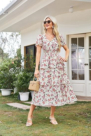 Grace Karin Women’s Vintage Floral Wrap Midi Dress