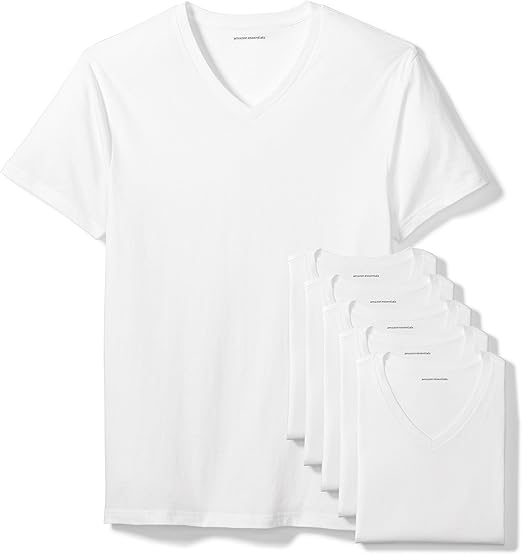 Amazon Essentials Men's V‑Neck Undershirt (6‑Pack)