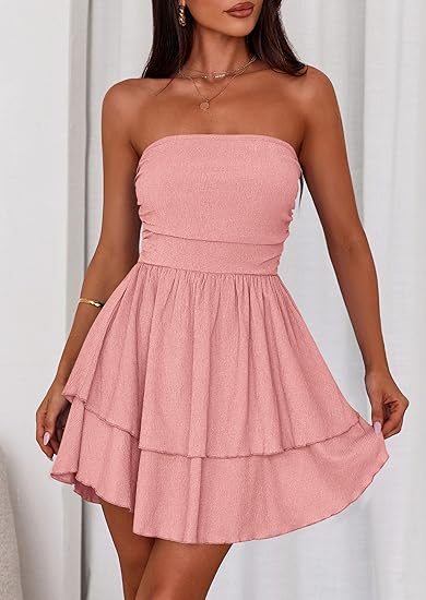 Romwe Women’s Smocked Bodice Ruffle Mini Dress