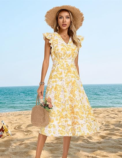 Kate Kasin Women’s Empire Waist Floral Midi Dress
