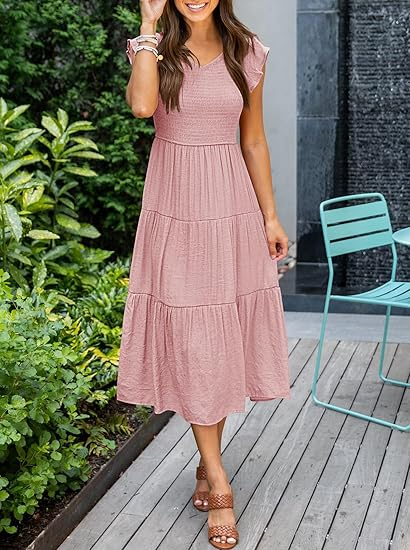 MEROKEETY Women’s V Neck Wrap Dress