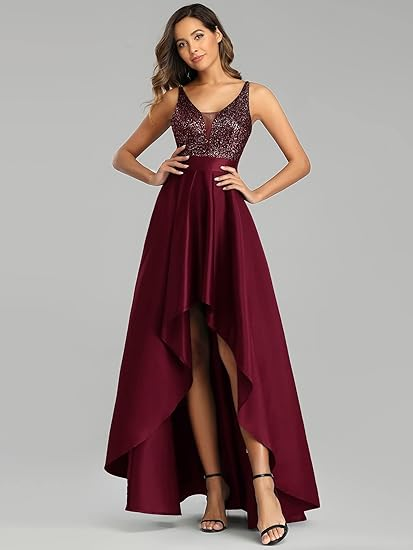  Ever‑Pretty Sequin V‑Neck High‑Low Glitter Dress