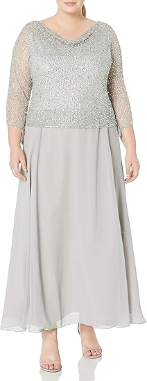  J Kara Plus‑Size Beaded Cowl Neck Maxi Dress