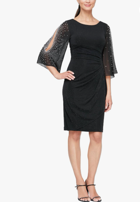 Alex Evenings Women's Beaded Illusion Sheath Dress