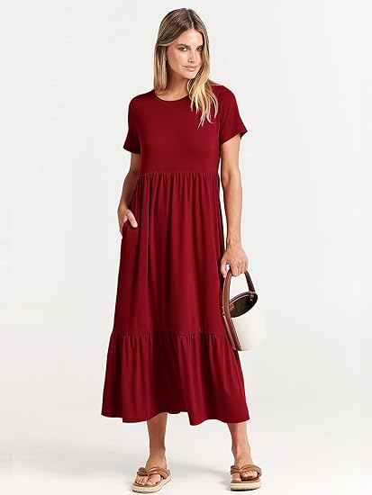 Anrabess Tiered Maxi Dress (Polyester-Rayon-Spandex)