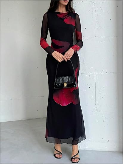 Milumia Women’s Elegant Long Sleeve Maxi Dress