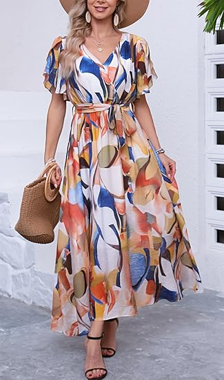 Lark & Ro Women’s Faux Wrap Maxi Dress