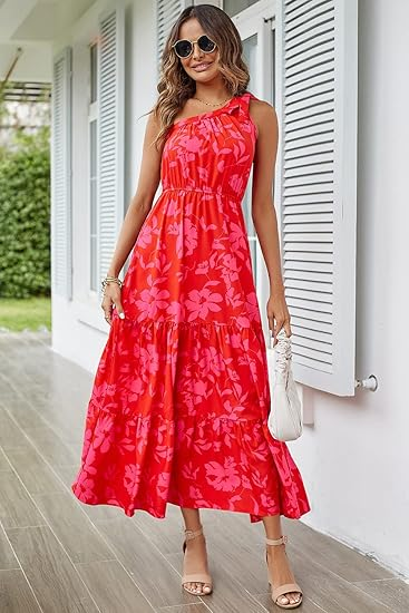 PrettyGarden One‑Shoulder Knot Maxi