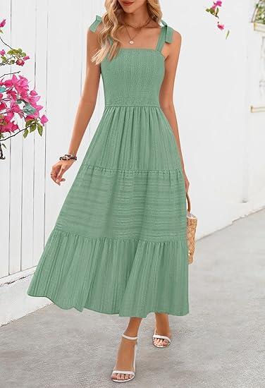 MEROKEETY Adjustable Strap Maxi Dress with Pockets