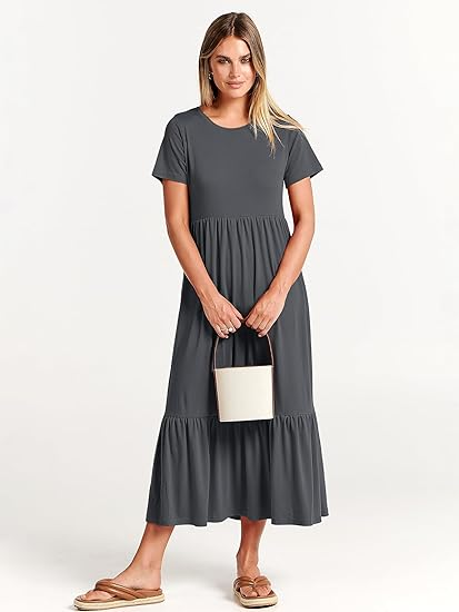 Anrabess Sleeveless Crewneck Tiered Maxi Dress