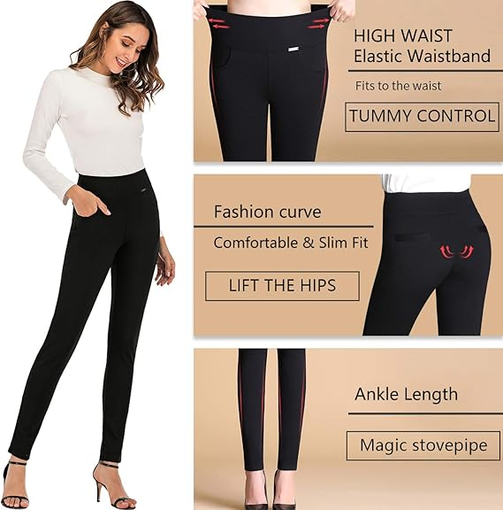 Lark & Ro Women’s Mid-Rise Skinny Fit Stretch Dress Pant