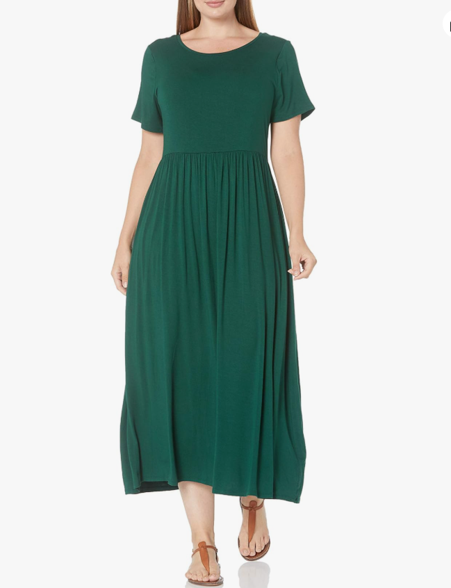Amazon Essentials Short‑Sleeve Maxi Dress (Jersey Knit)