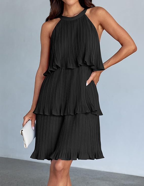 Zesica Halter Tiered Maxi Dress