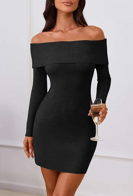 Off‑Shoulder Long‑Sleeve Lace Sheath Dress