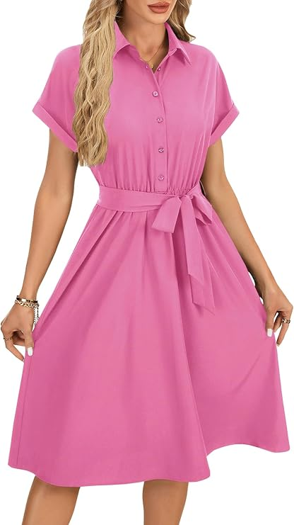 Amazon Essentials Button‑Front Tie‑Waist Midi Dress