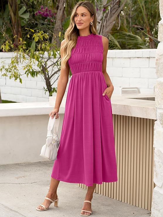 Anrabess Women’s Bohemian Maxi Dress with Pockets