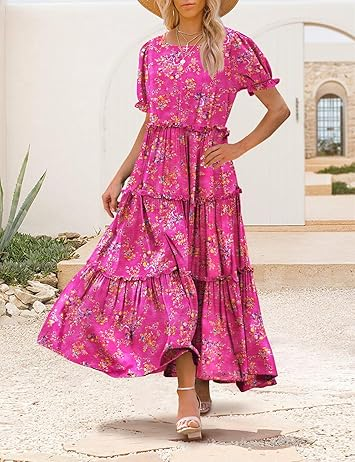 Grecerelle Women’s Short Sleeve Maxi Dress with Pockets
