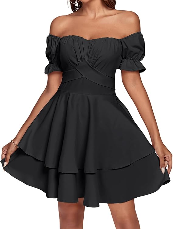 Romwe Off‑Shoulder Wrap Mini Dress with Ruching