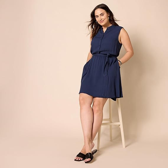 Lark & Ro by Amazon Women's Sleeveless Linen Blend Dress
