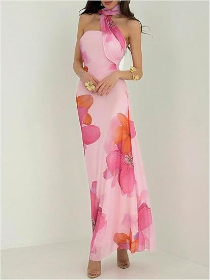 Milumia Women’s Floral Print Chiffon Maxi Dress