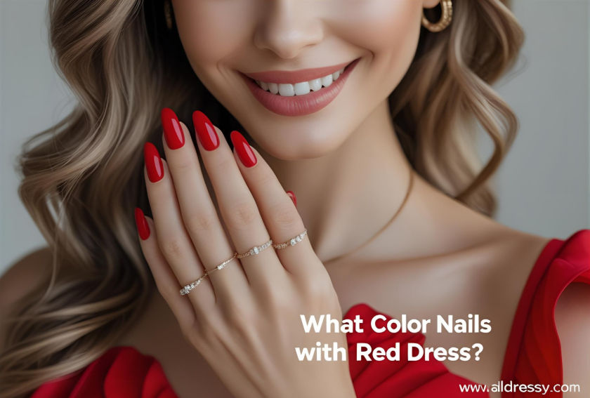 What Color Nails with Red Dress