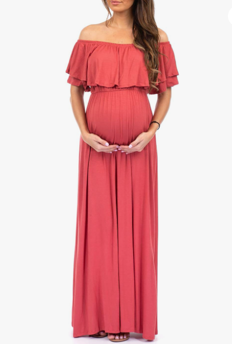 Mother Bee Off-Shoulder Open-Front Gown