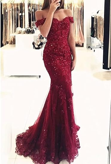 Molliya Off-Shoulder Lace Mermaid Gown