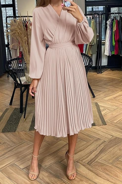 PrettyGarden Pleated Midi Dress