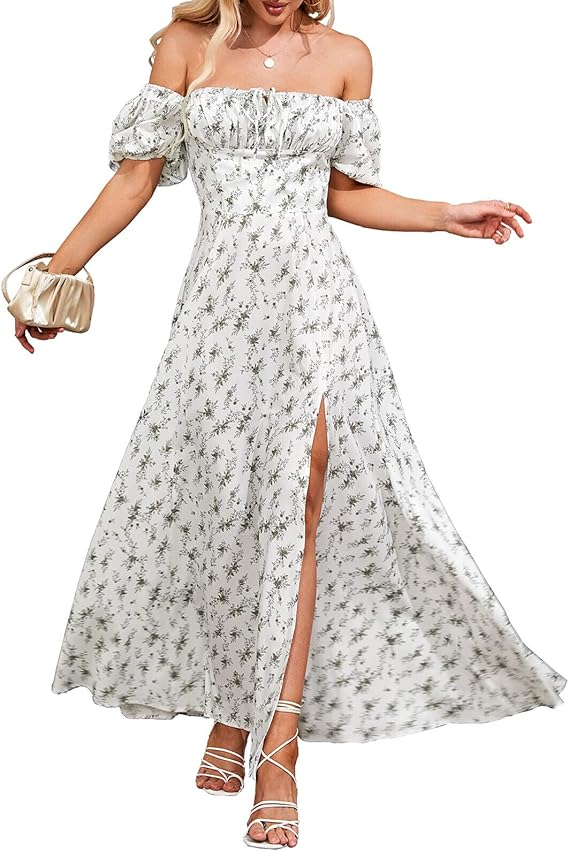 Kutumai Floral Print Maxi Dress with Puff Sleeves