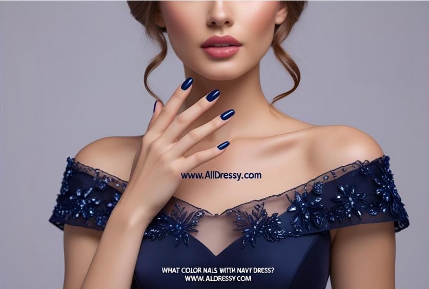 What Color Nails with Navy Dress