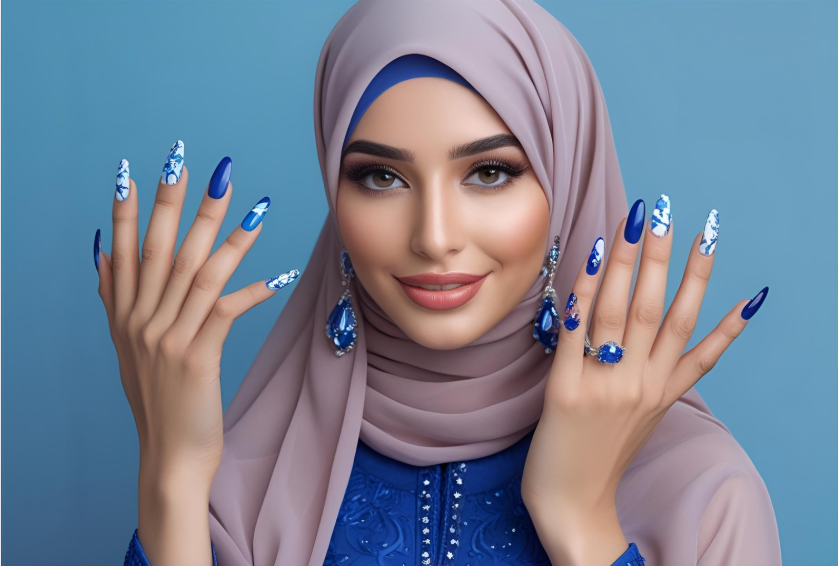 What Color Nails With Blue Dress