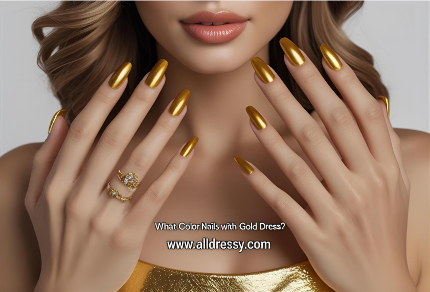 What Color Nails With Gold Dress