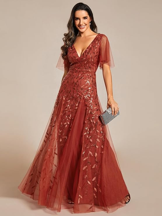 Ever-Pretty Women’s Sleeveless V-Neck Sequin Evening Gown