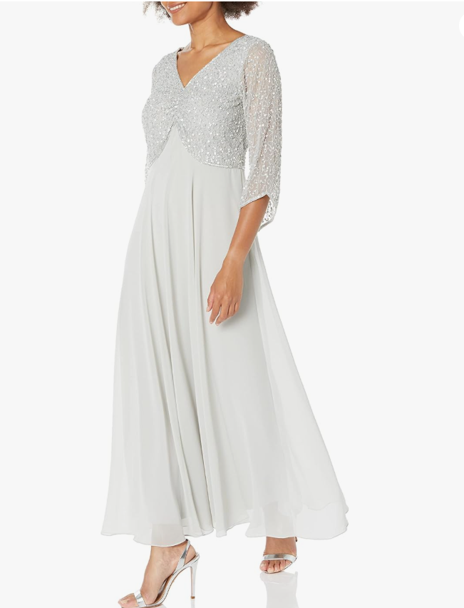 J Kara Women’s 3/4 Sleeve Embellished Gown