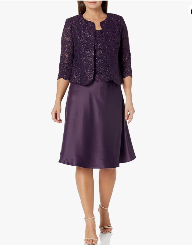 Alex Evenings Women’s Tea-Length Mock Dress