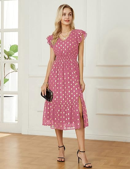 Grace Karin Women's Empire Waist Pleated Midi Dress